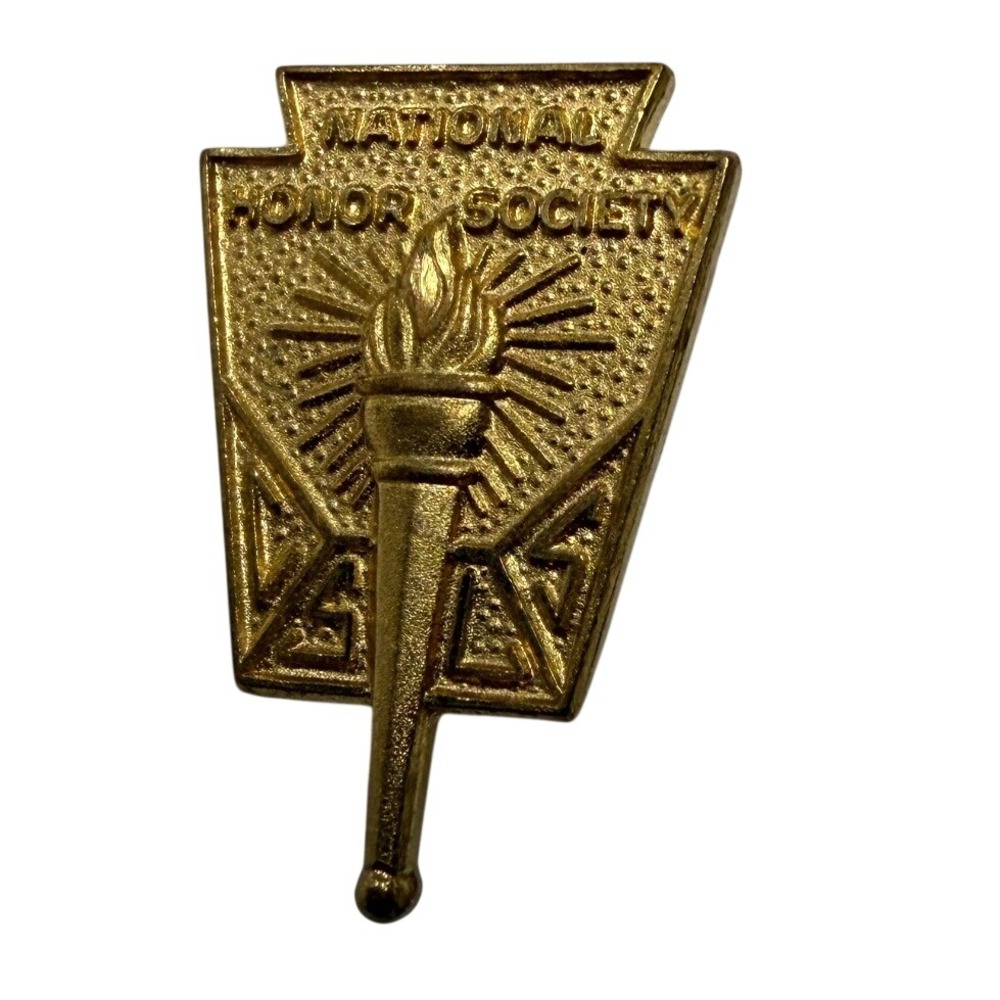 Vintage National Honor Society Gold Tone Torch Keystone Lapel Pin Balfour JP